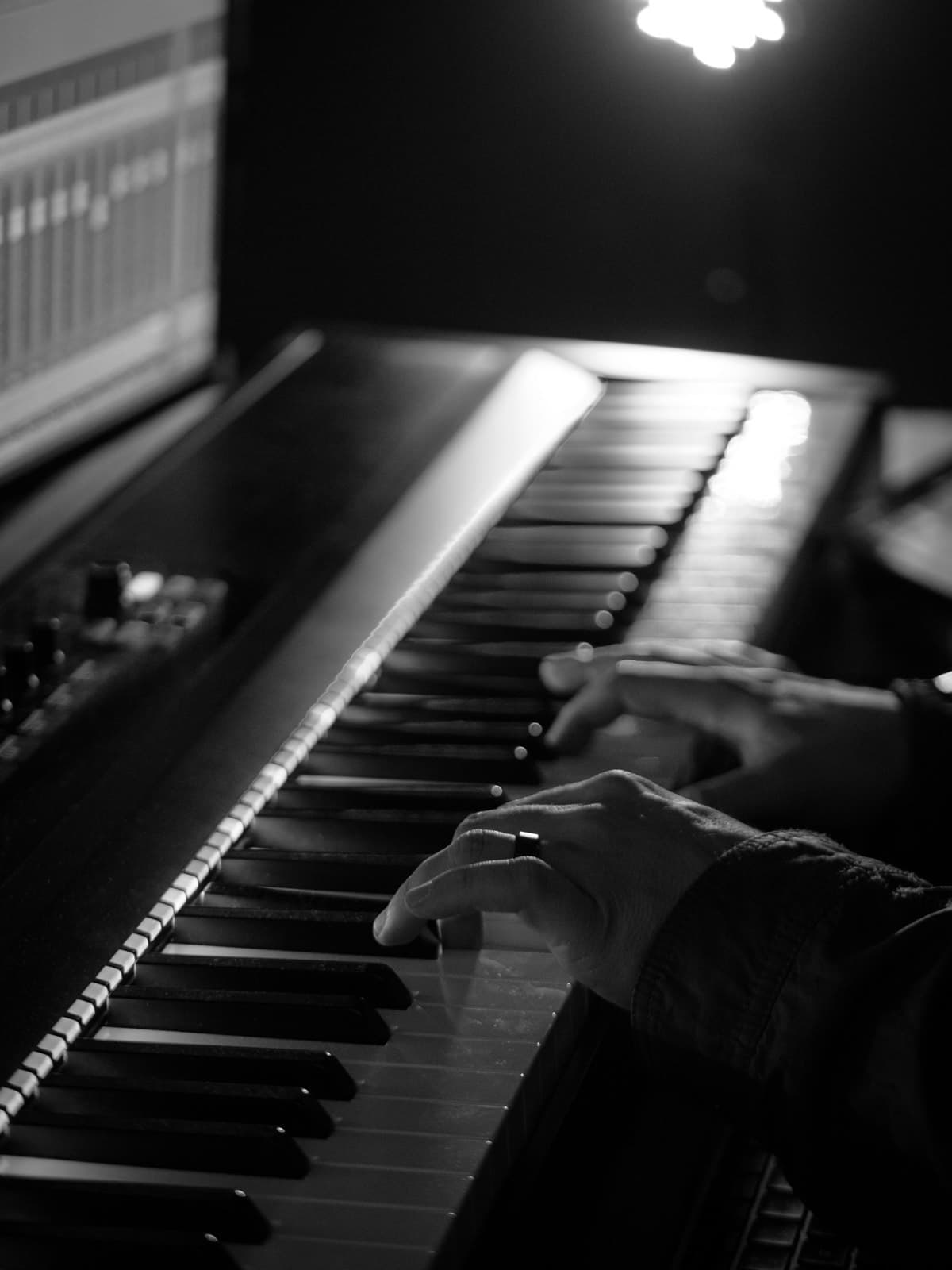 At the keys in the studio