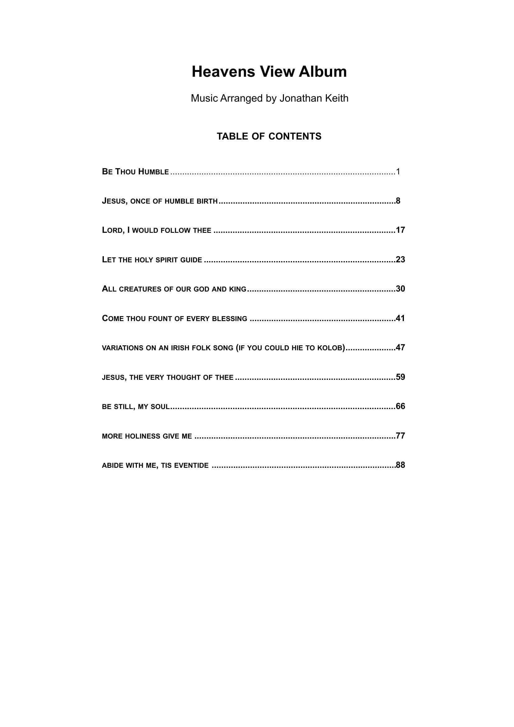 Heavens View Complete Sheet Music — Digital Download