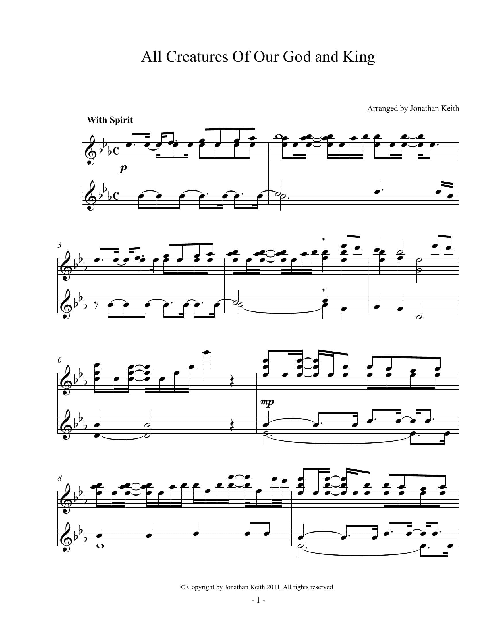 All Creatures of Our God and King — Sheet Music