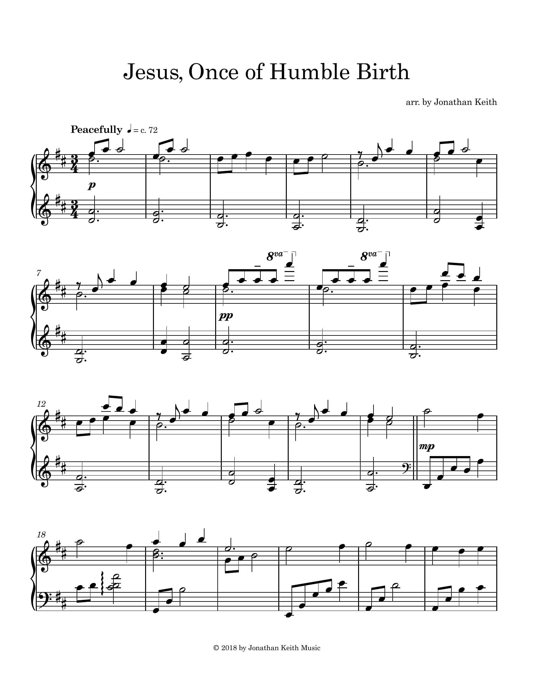Jesus, Once of Humble Birth — Sheet Music